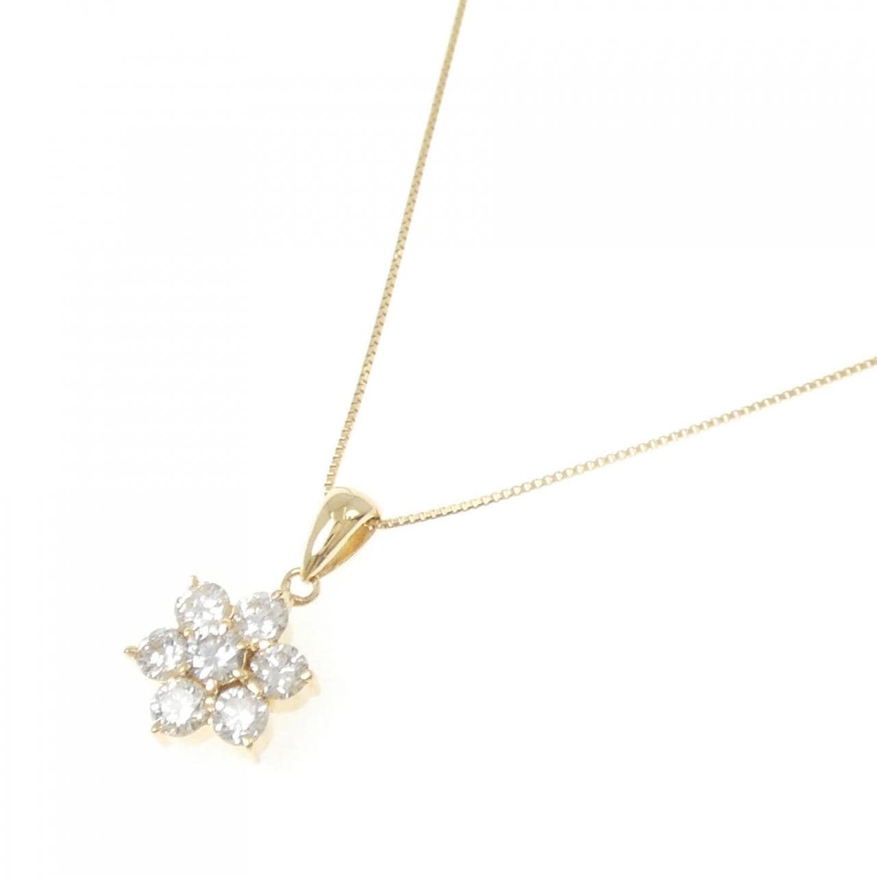 K18YG フラワー ダイヤモンド ネックレス 1.04CT