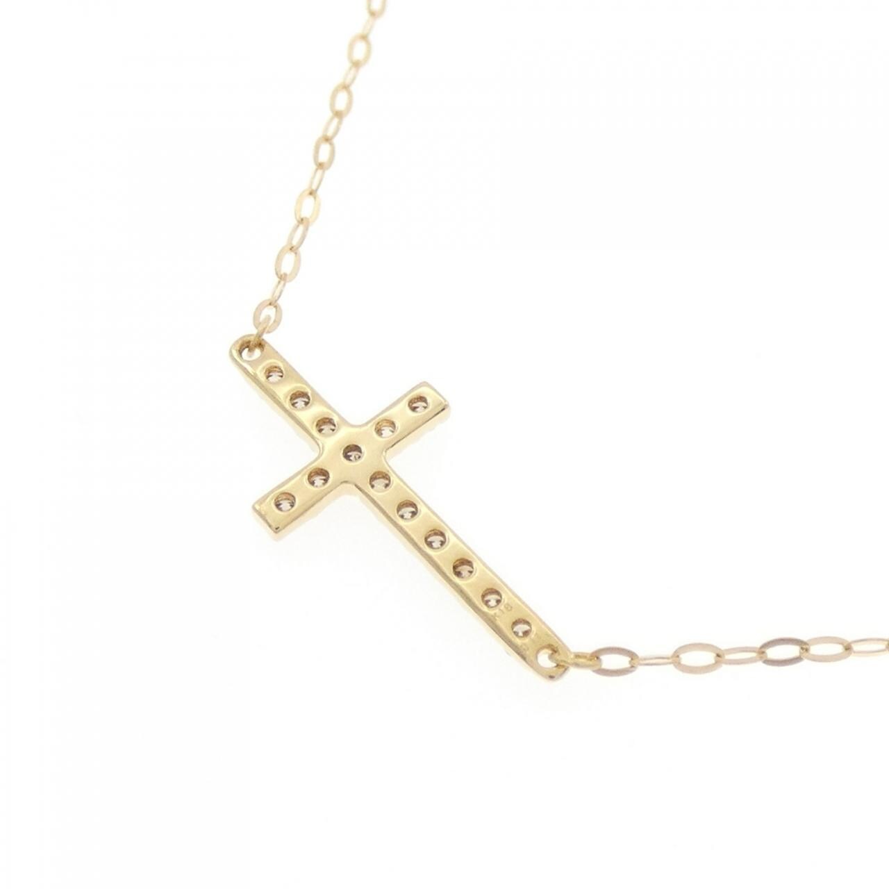 K18YG クロス ダイヤモンド ネックレス 0.11CT