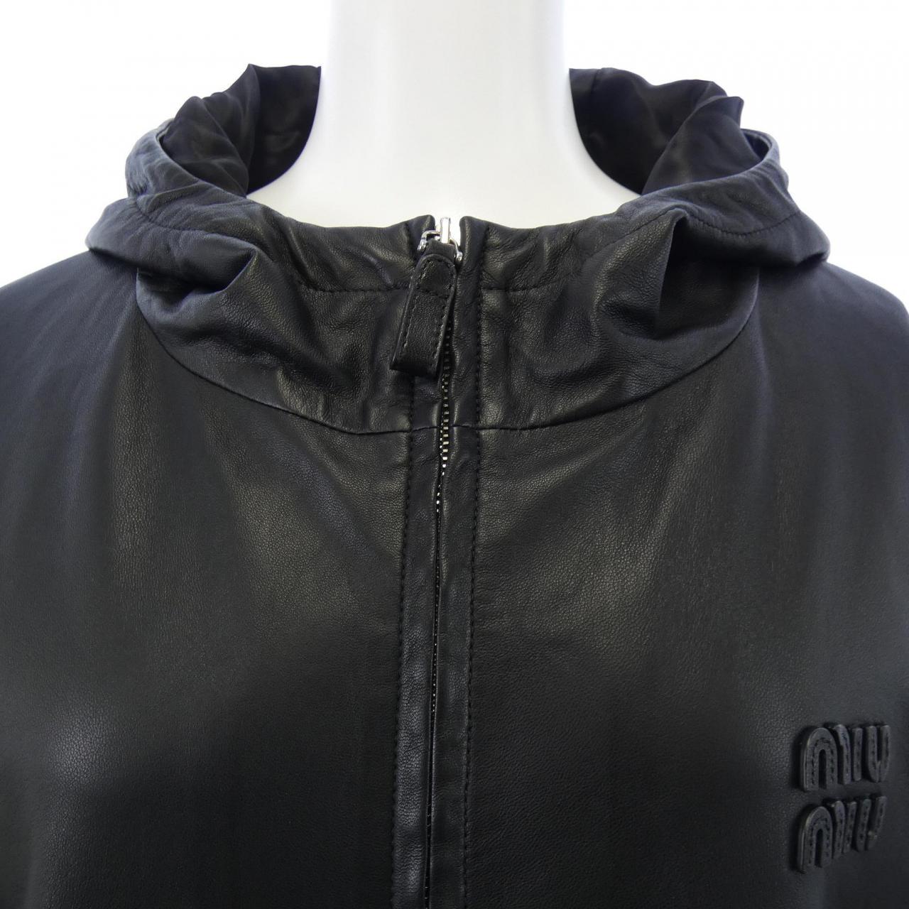 ミュウミュウ MIU MIU MIU MIU ロゴ MPV933 SOOO 13UB レザージャケット
