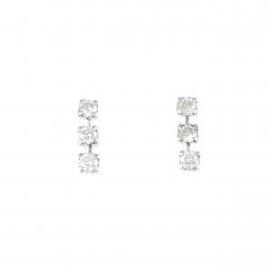 K18WG スリーストーン ダイヤモンド ピアス 0.60CT