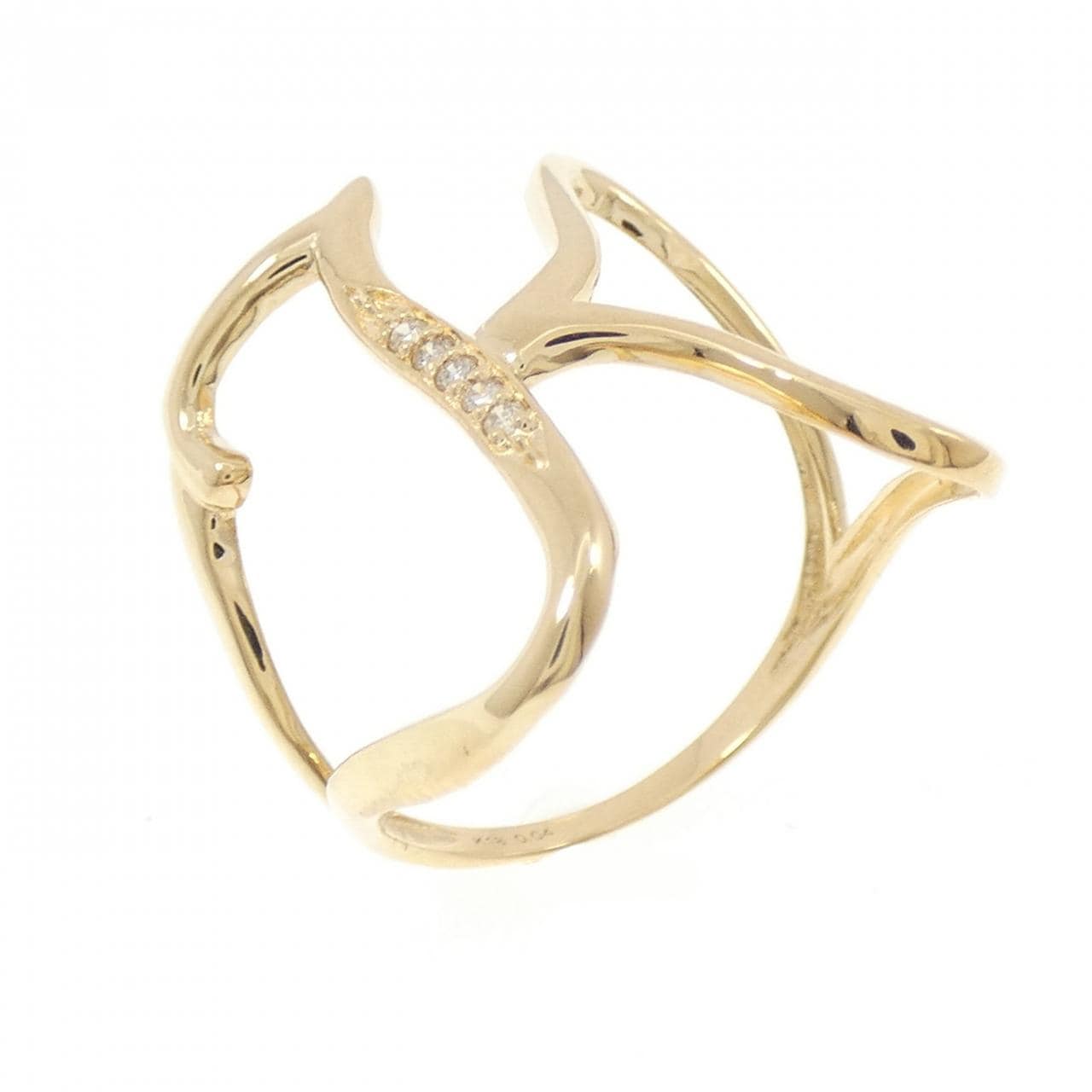 K18YG イニシャルK ダイヤモンド リング 0.04CT
