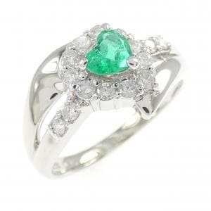 PT900 ハート エメラルド リング 0.35CT