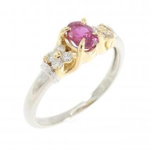 PT900/K18YG ルビー リング 0.38CT
