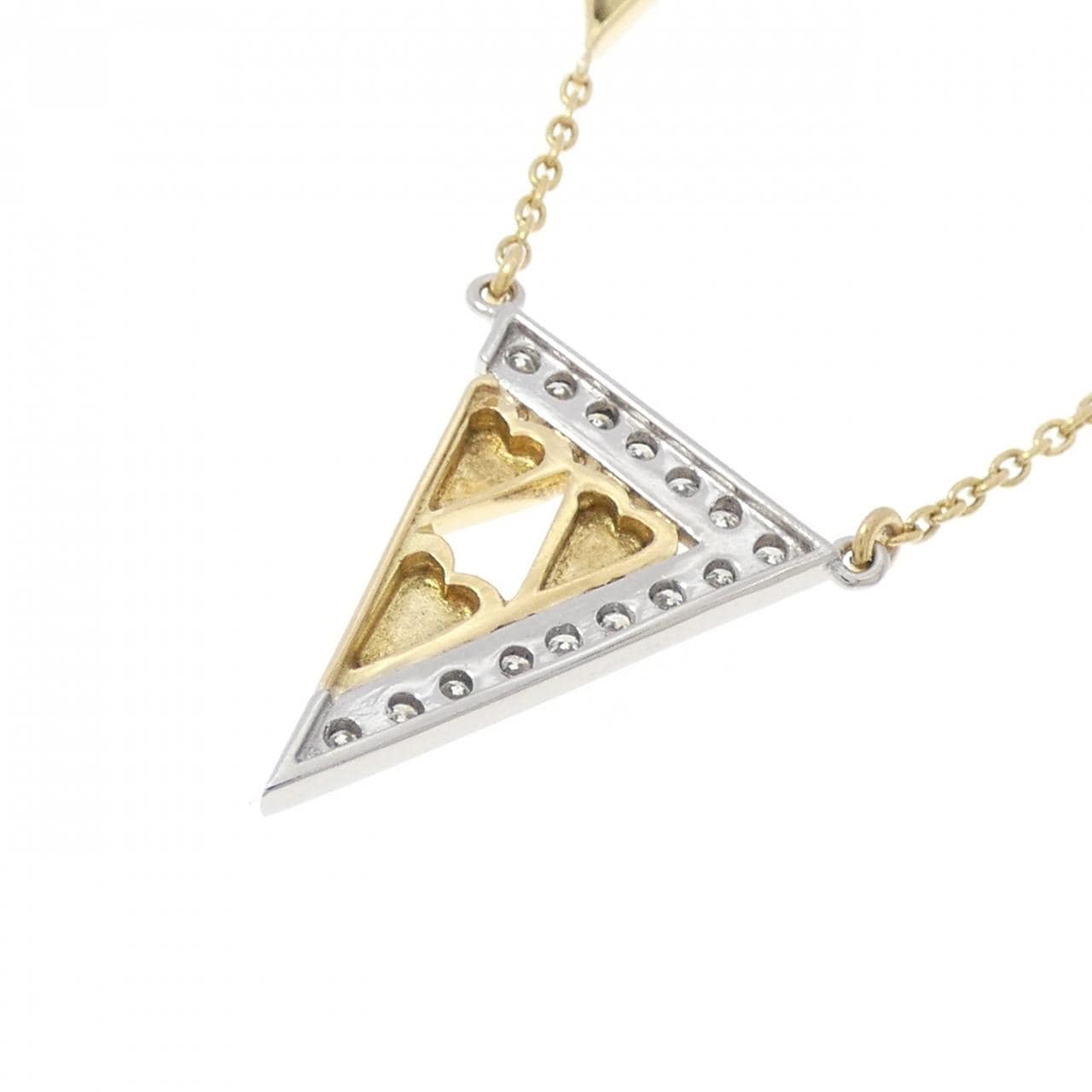 K18YG/PT ハート ダイヤモンド ネックレス 0.16CT