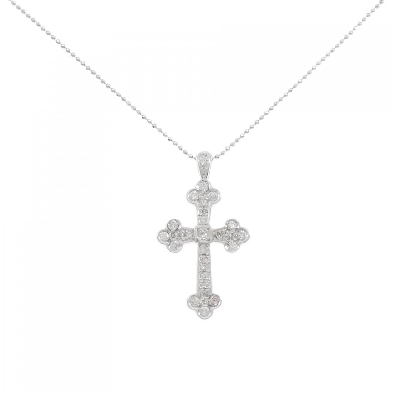 K18WG クロス ダイヤモンド ネックレス 0.51CT