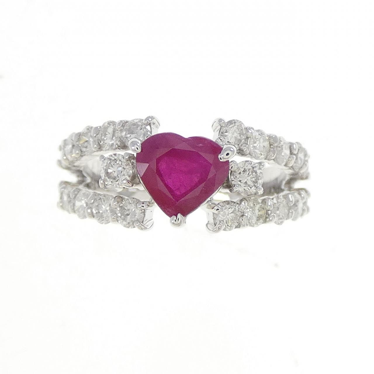 K18WG ハート ルビー リング 1.00CT