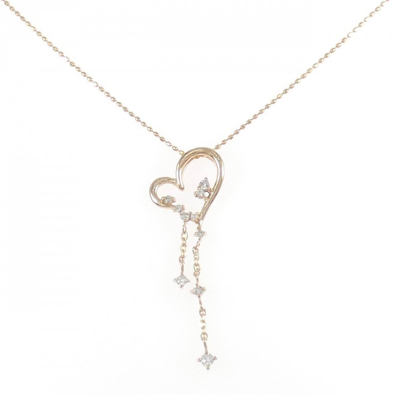 K18PG ハート ダイヤモンド ネックレス 0.15CT