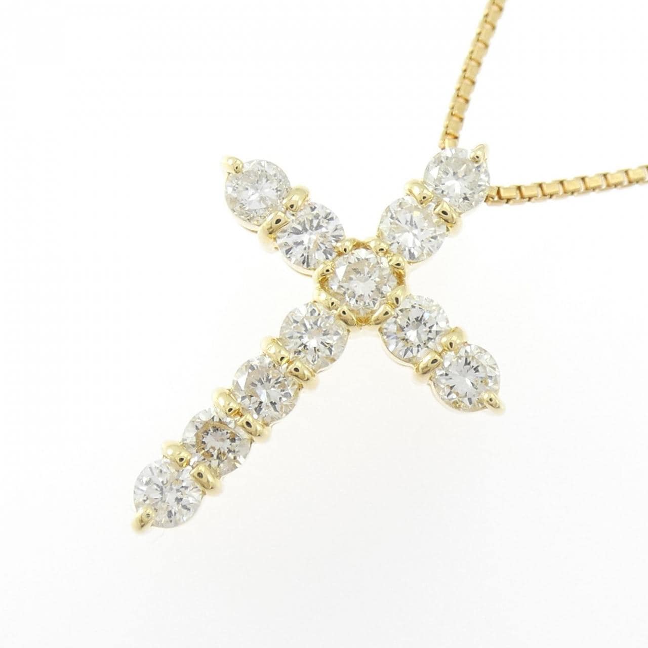 K18YG クロス ダイヤモンド ネックレス 1.05CT