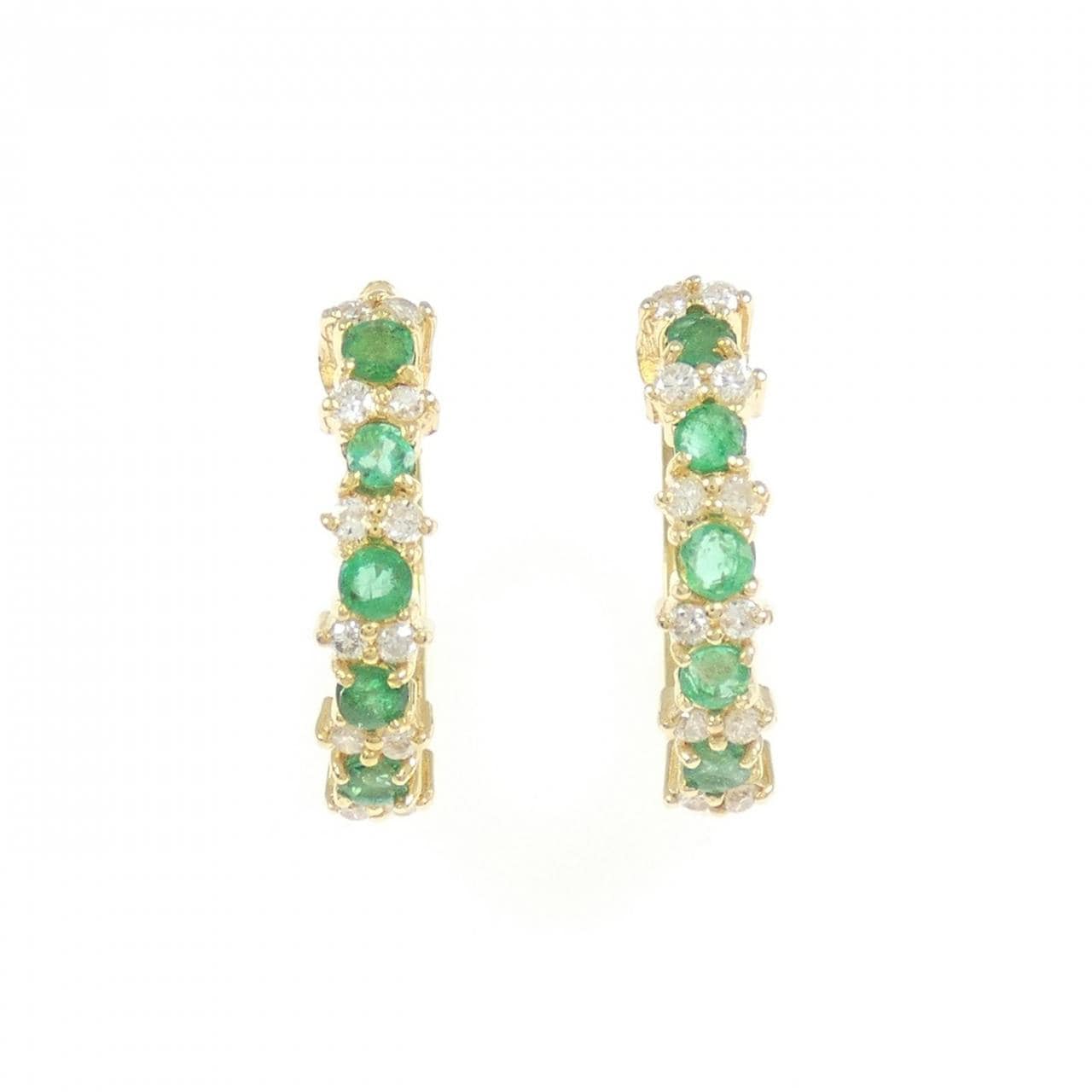 K18YG エメラルド フープ ピアス