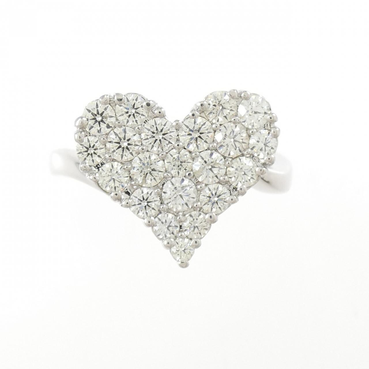 K18WG ハート パヴェ ダイヤモンド リング 1.00CT