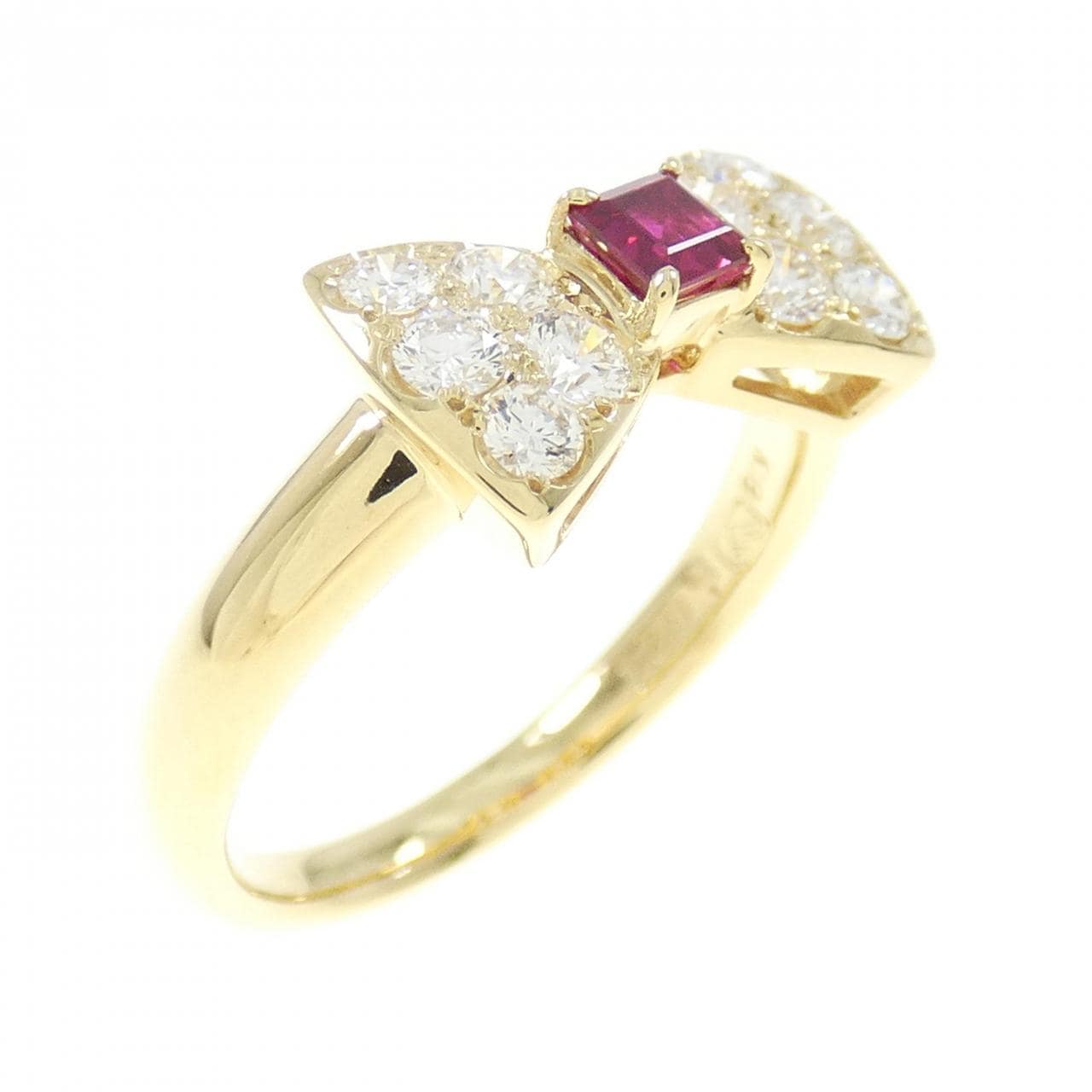 K18YG Ribbon Ruby Ring 0.21CT