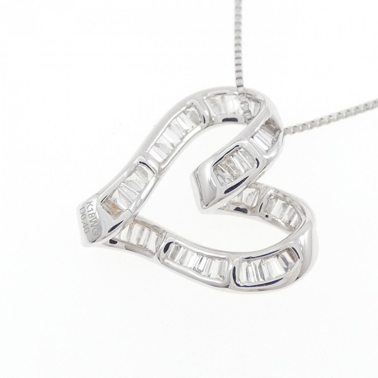 K18WG ハート ダイヤモンド ネックレス 0.40CT
