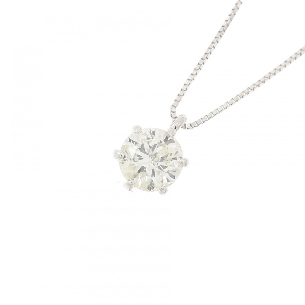 K18WG ソリティア ダイヤモンド ネックレス 1.10CT