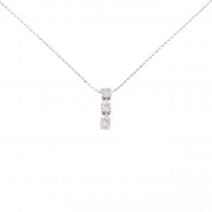 K18WG スリーストーン ダイヤモンド ネックレス 0.25CT