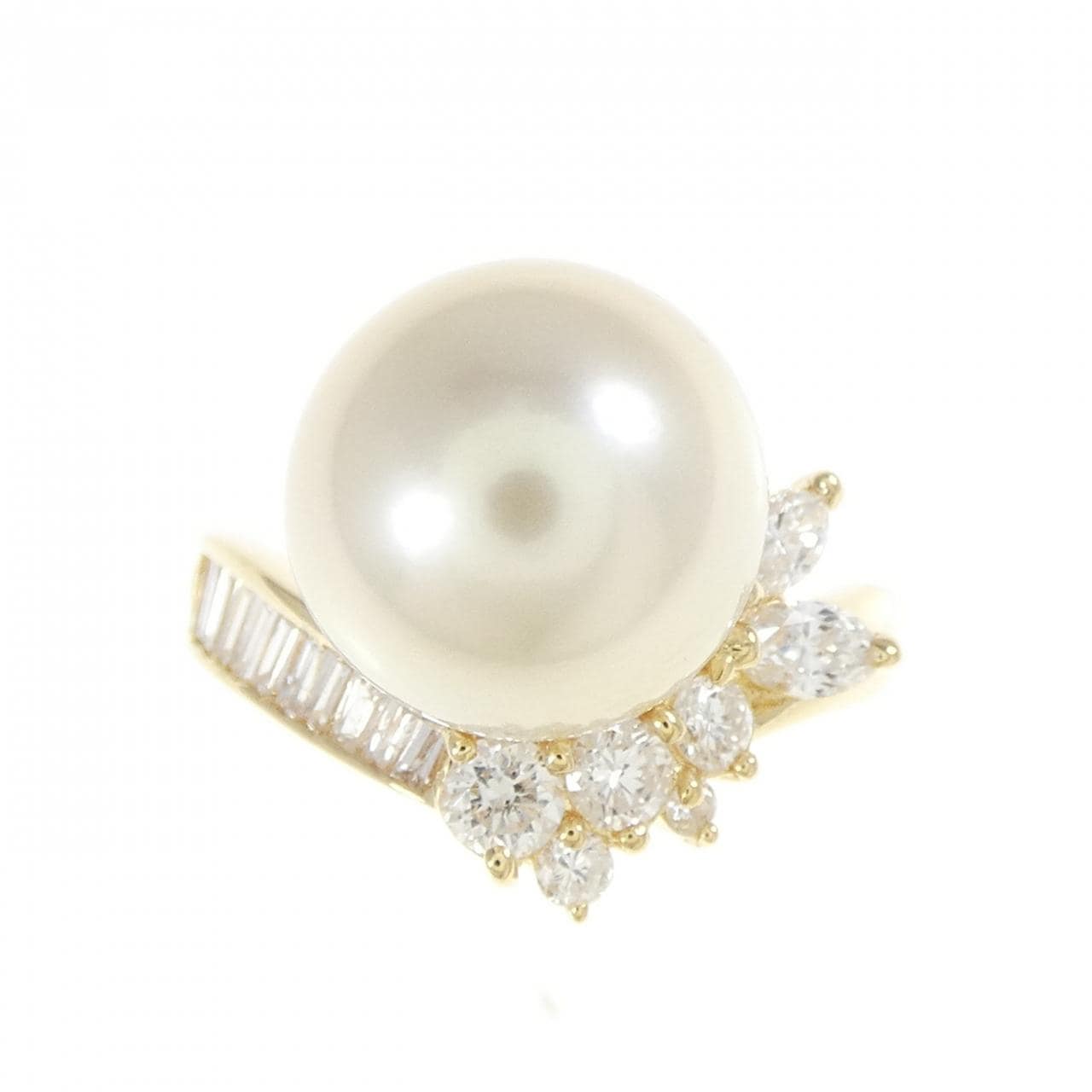 K18YG White Butterfly Pearl ring 10.7mm