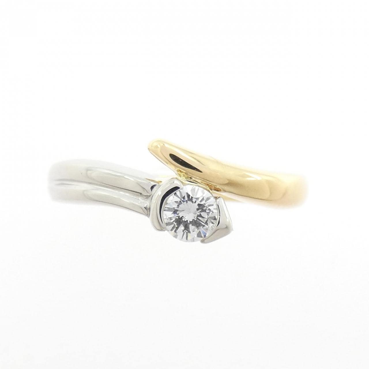 K18YG/PT900 ダイヤモンド リング 0.18CT