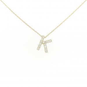 K18YG イニシャルK ダイヤモンド ネックレス 0.28CT