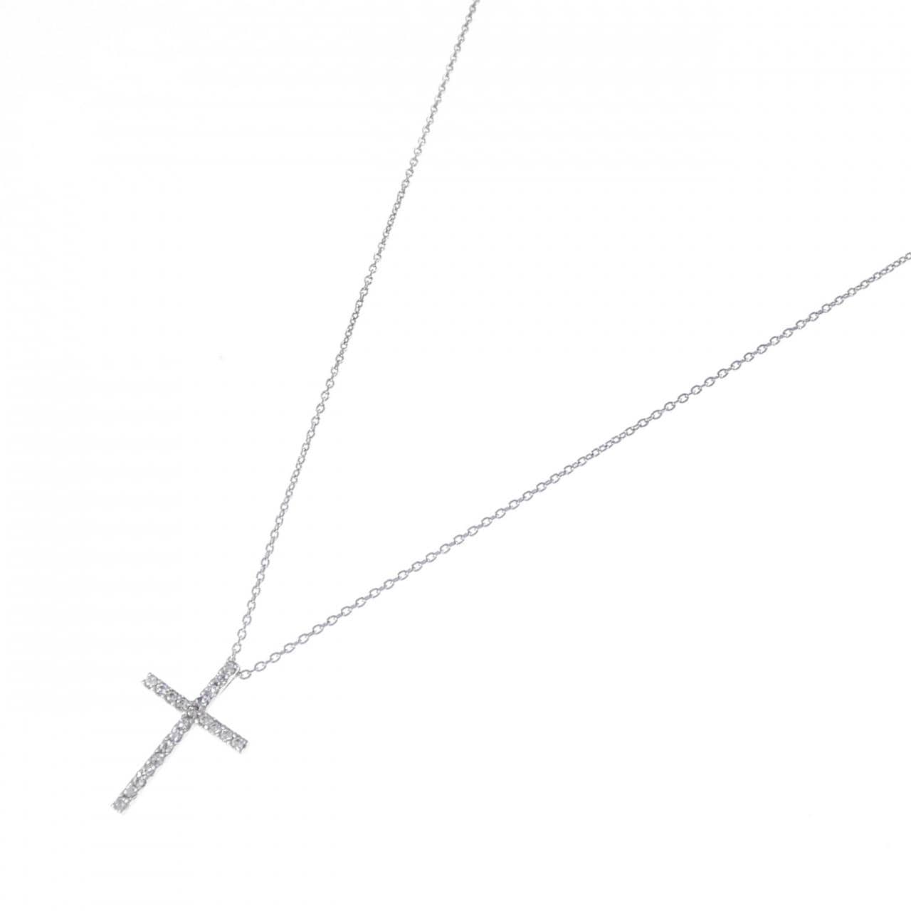 K18WG クロス ダイヤモンド ネックレス 0.16CT