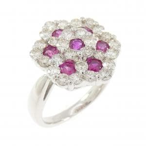 K18WG ルビー リング 0.93CT