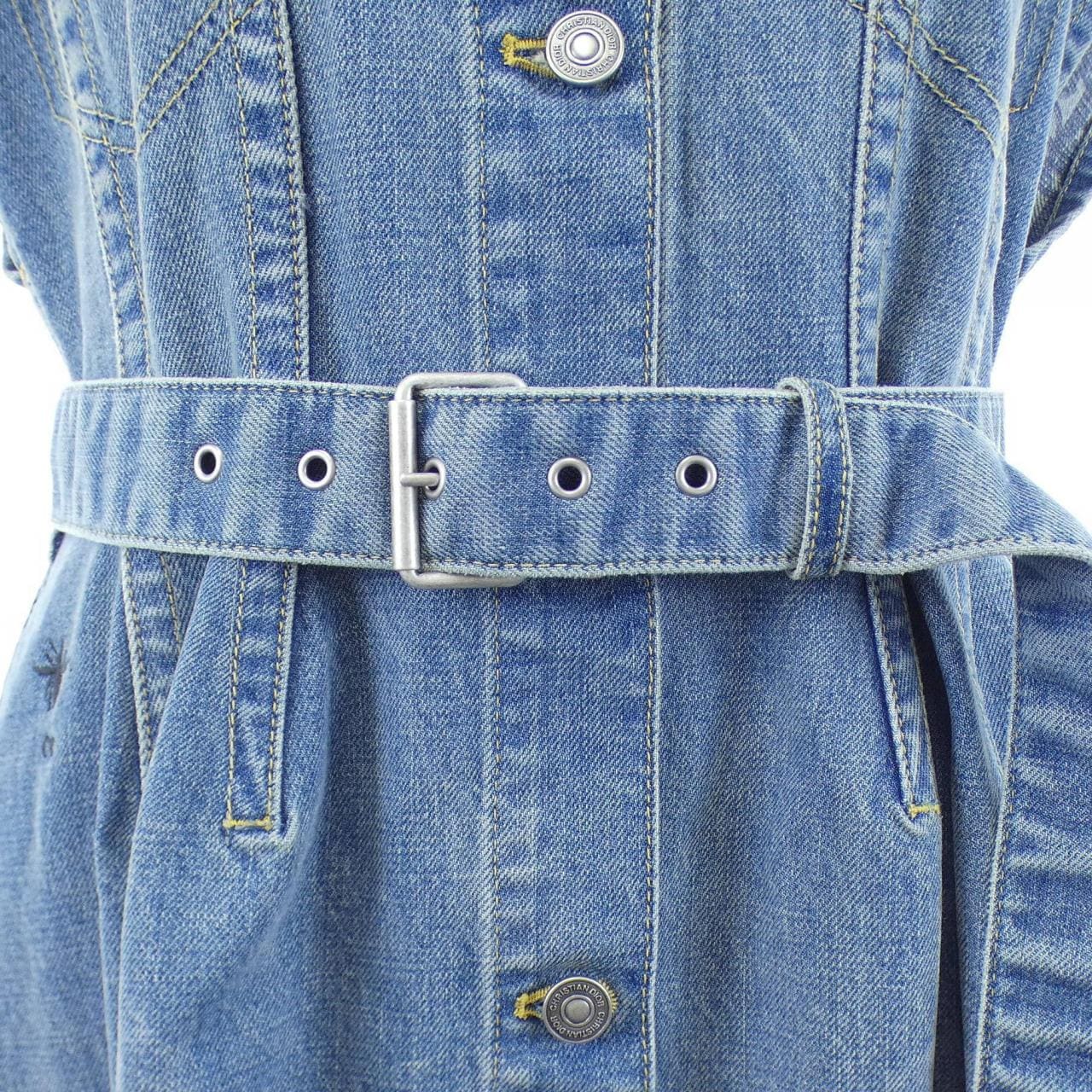 クリスチャンディオール CHRISTIAN DIOR ディオールオブリークコットンデニム フレアミディドレス 612R50A3153 ワンピース