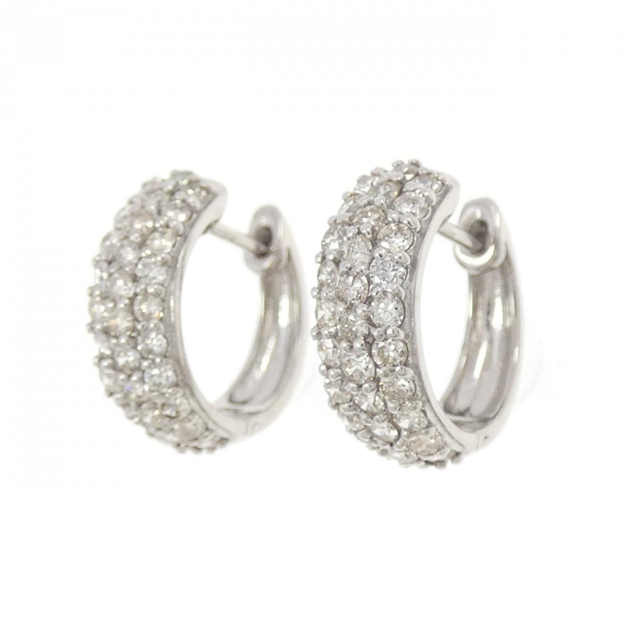 K18WG パヴェ ダイヤモンド ピアス 1.00CT