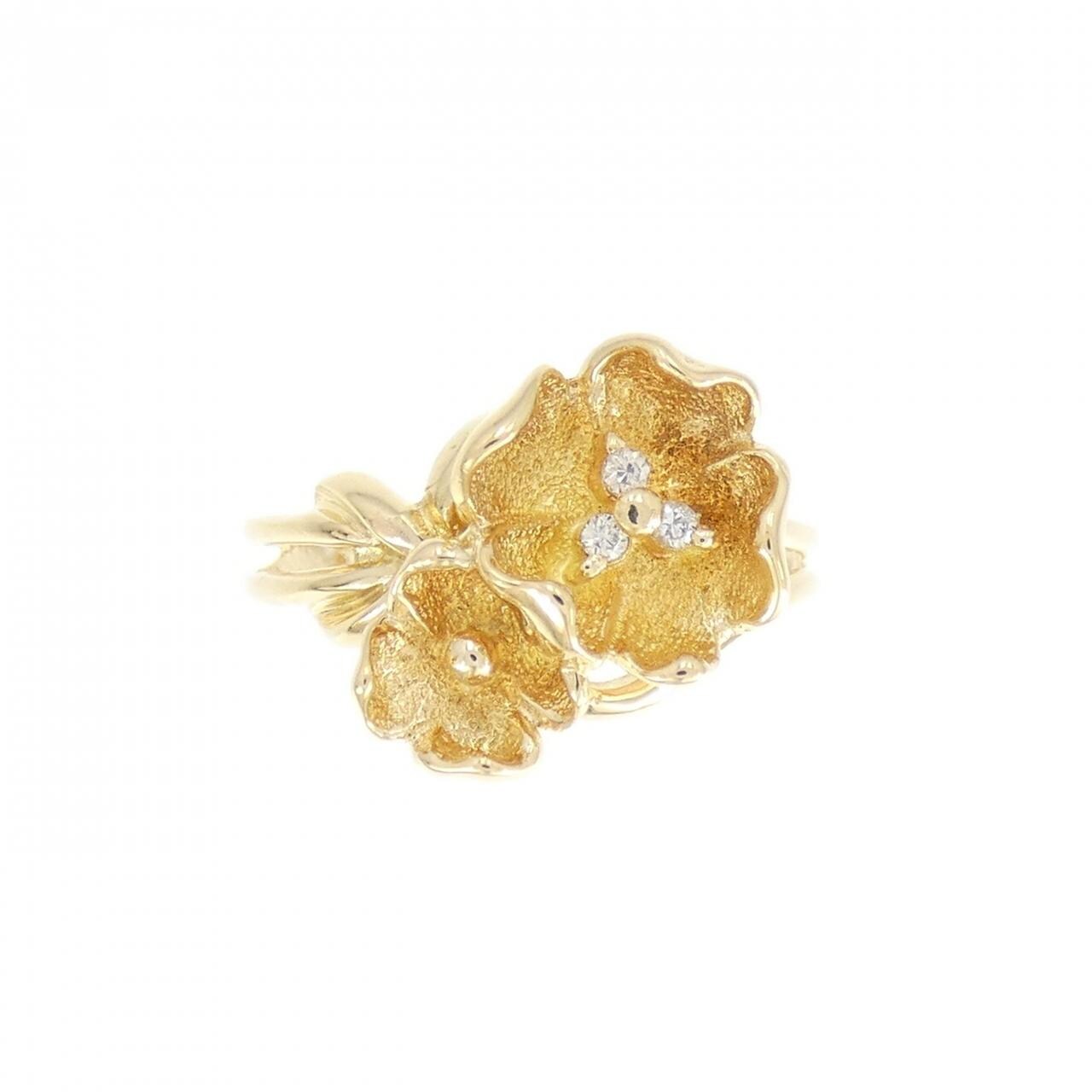 K18YG フラワー ダイヤモンド リング 0.029CT
