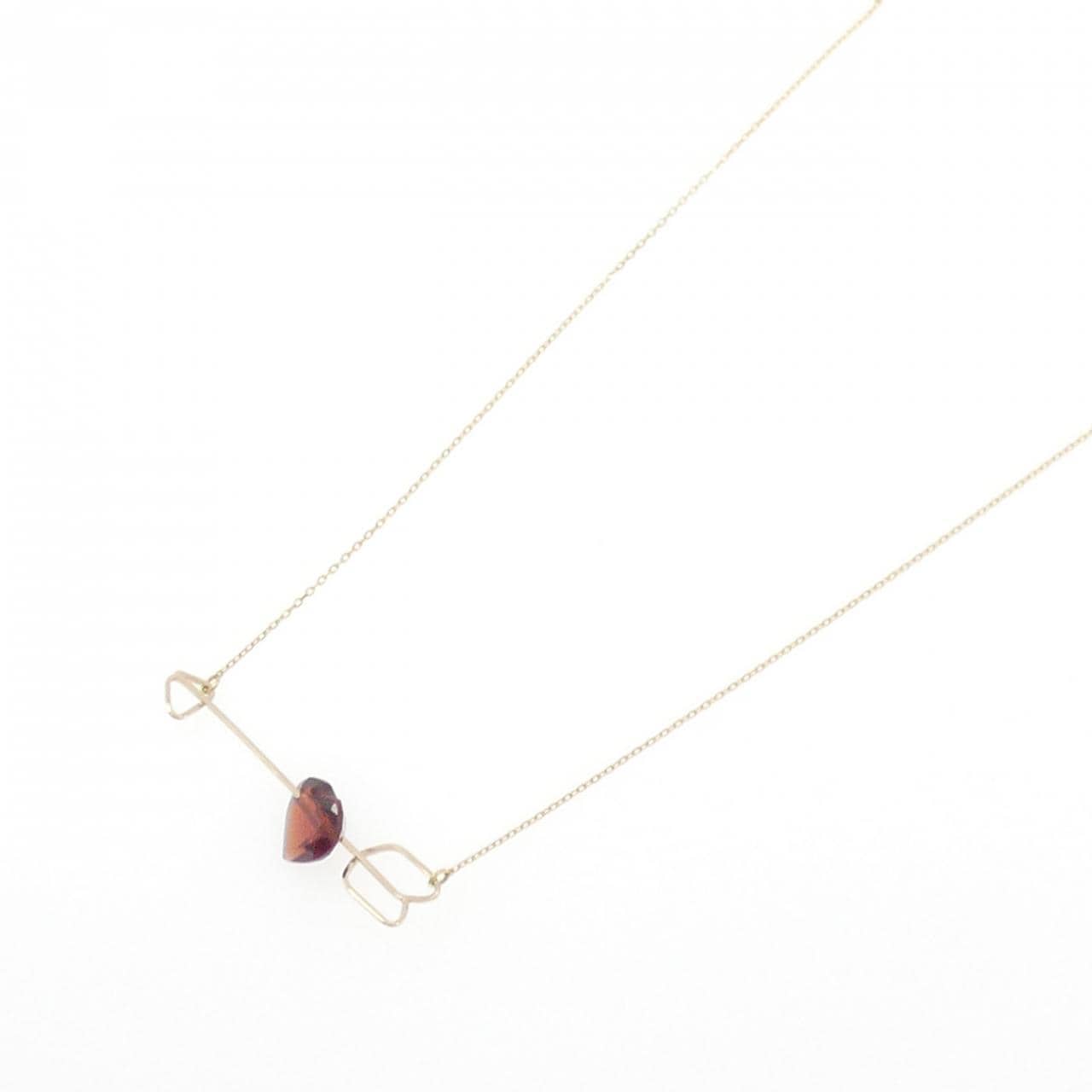 K18YG ハート ガーネット ネックレス