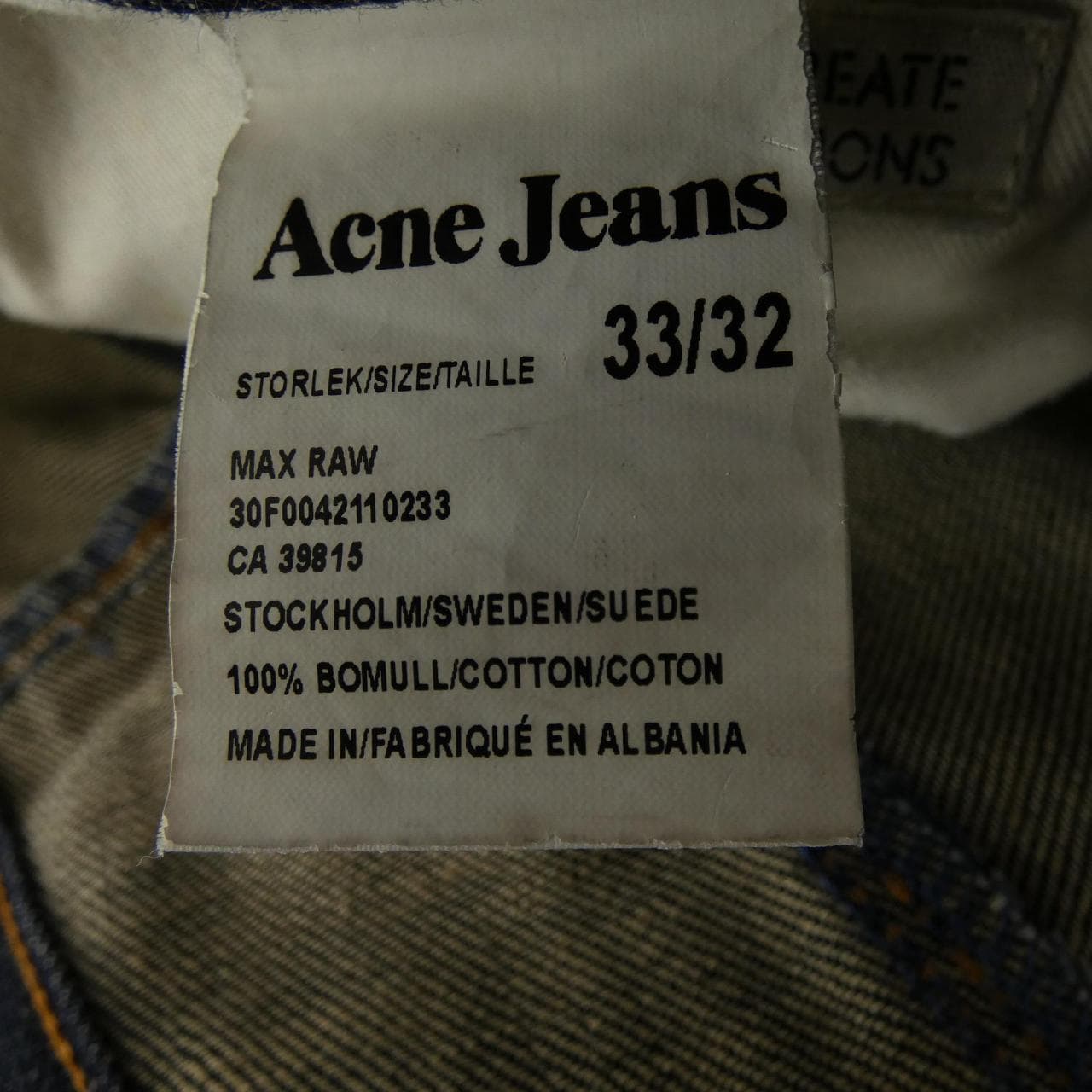 アクネジーンズ ACNE JEANS MAX RAW ジーンズ