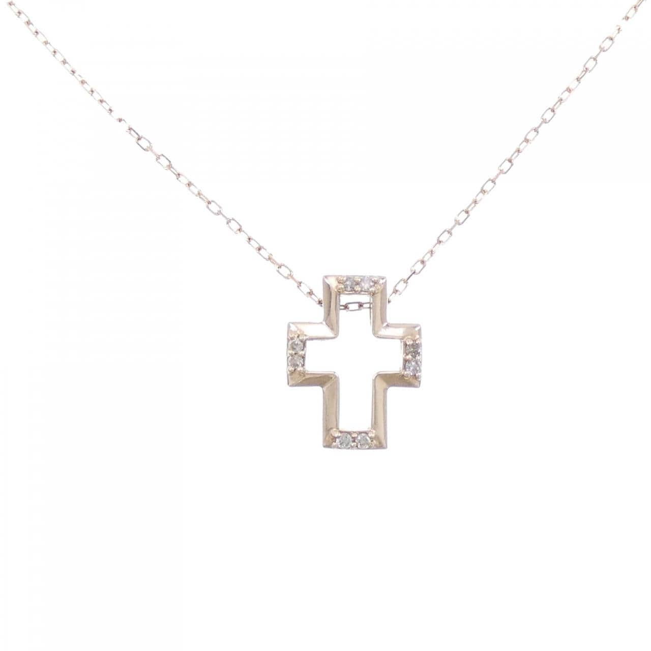 K10PG Cross Diamond Necklace 0.05CT