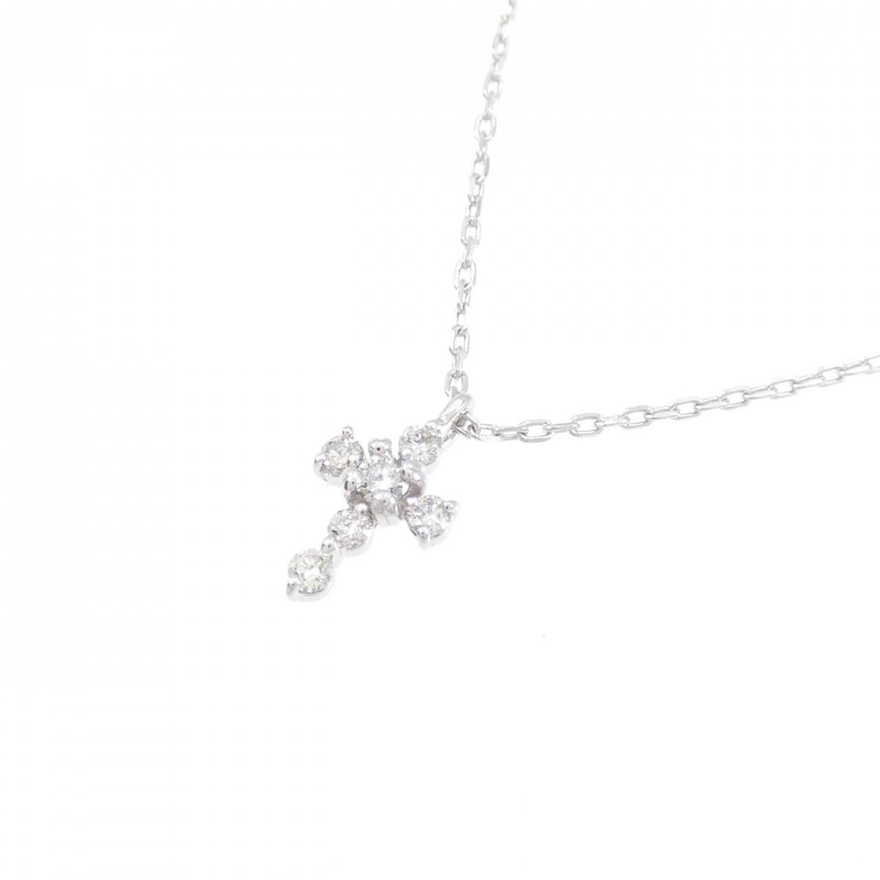 K18WG クロス ダイヤモンド ネックレス 0.04CT