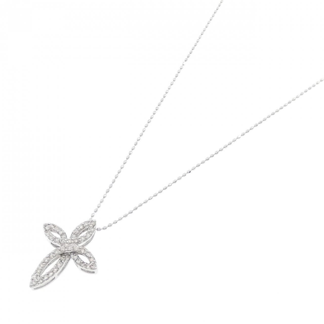 K18WG クロス ダイヤモンド ネックレス 0.30CT