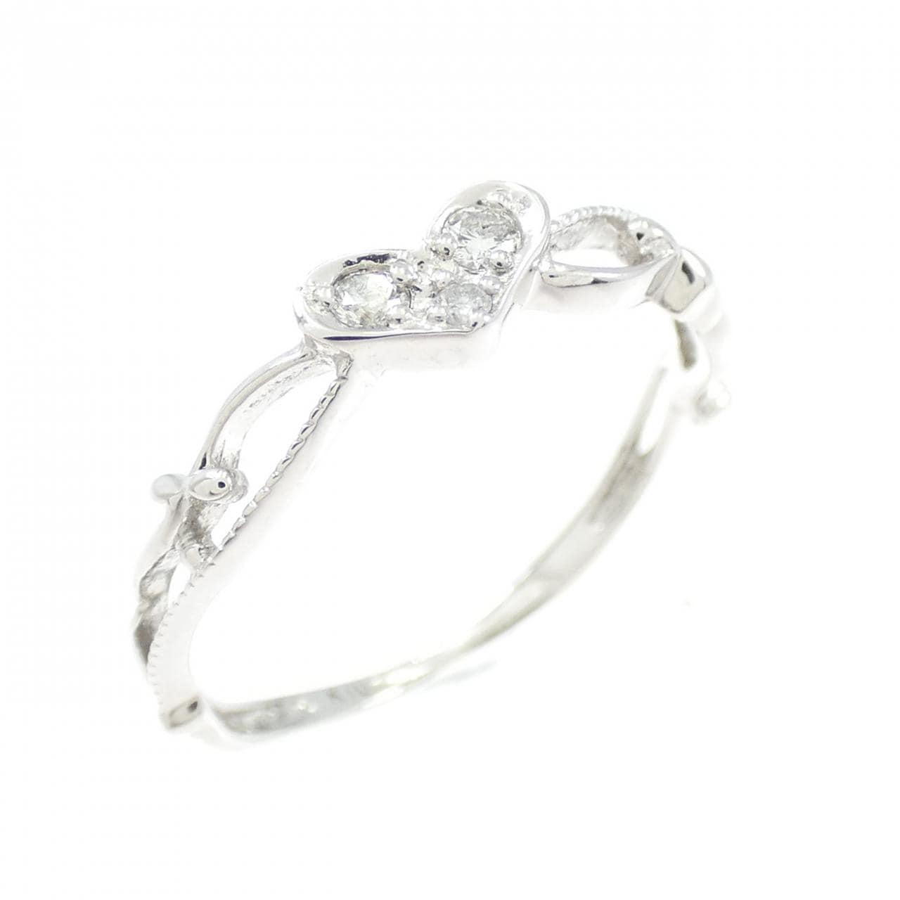 K10WG ハート ダイヤモンド リング