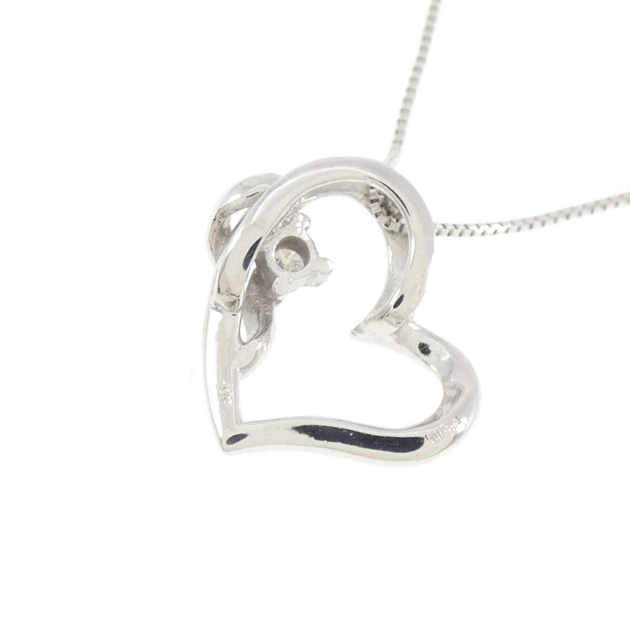 K18WG ハート ダイヤモンド ネックレス 0.03CT