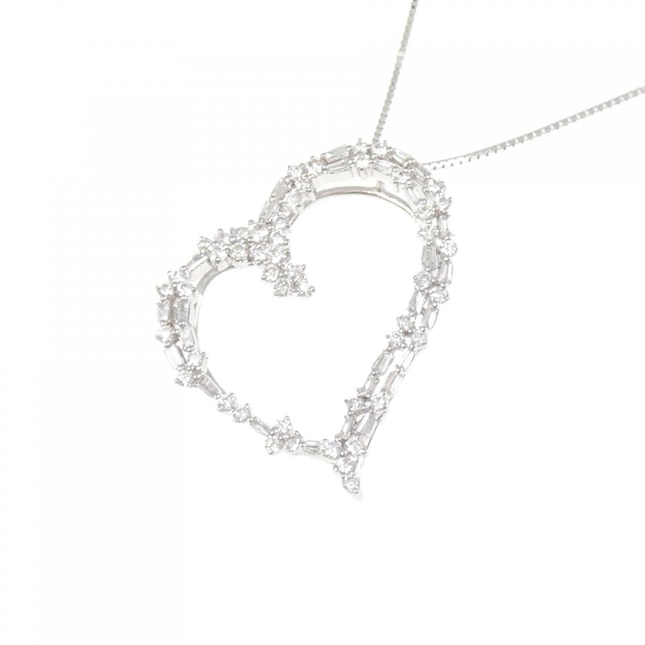 K18WG ハート ダイヤモンド ネックレス 0.80CT