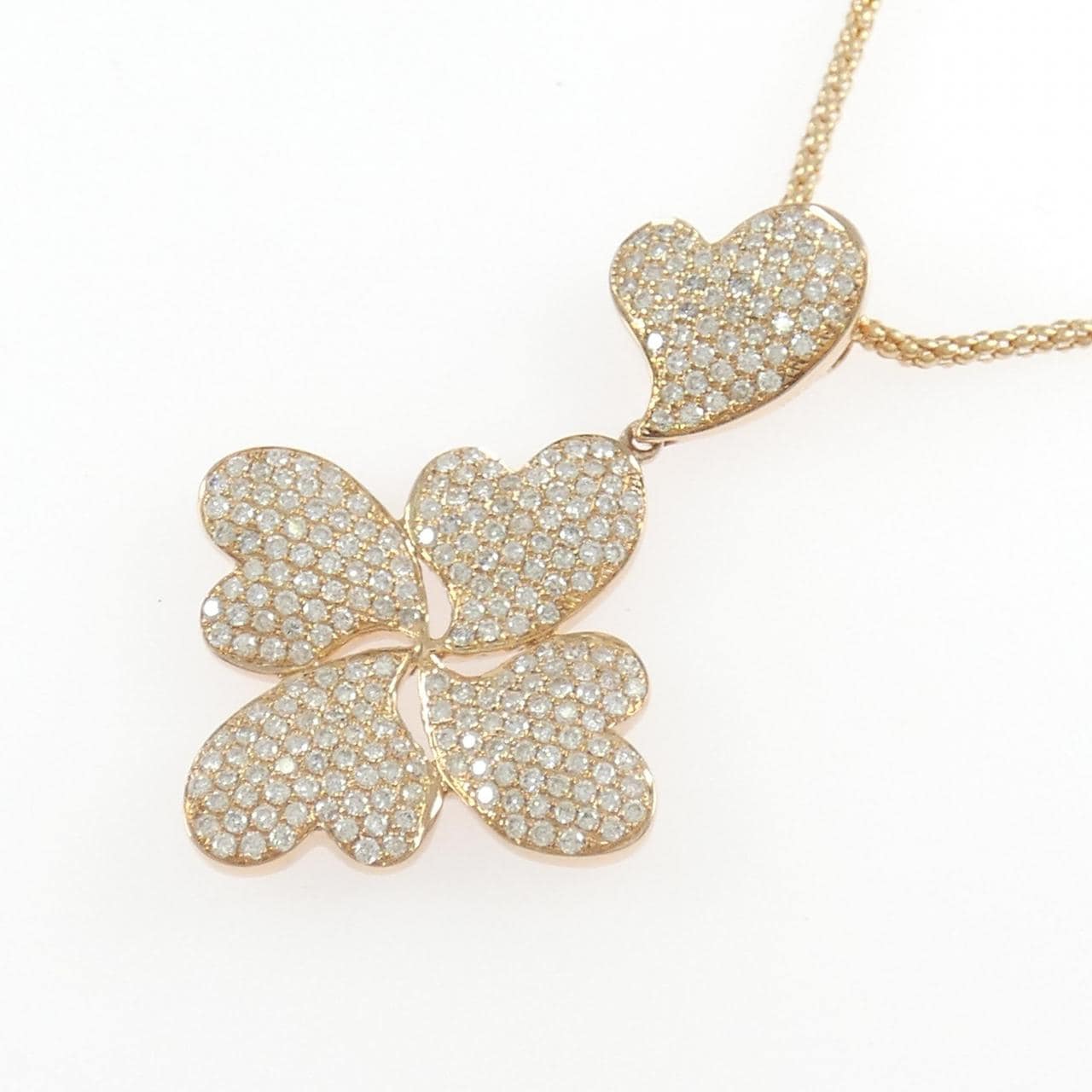 750PG/K18PG ハート ダイヤモンド ネックレス 1.55CT