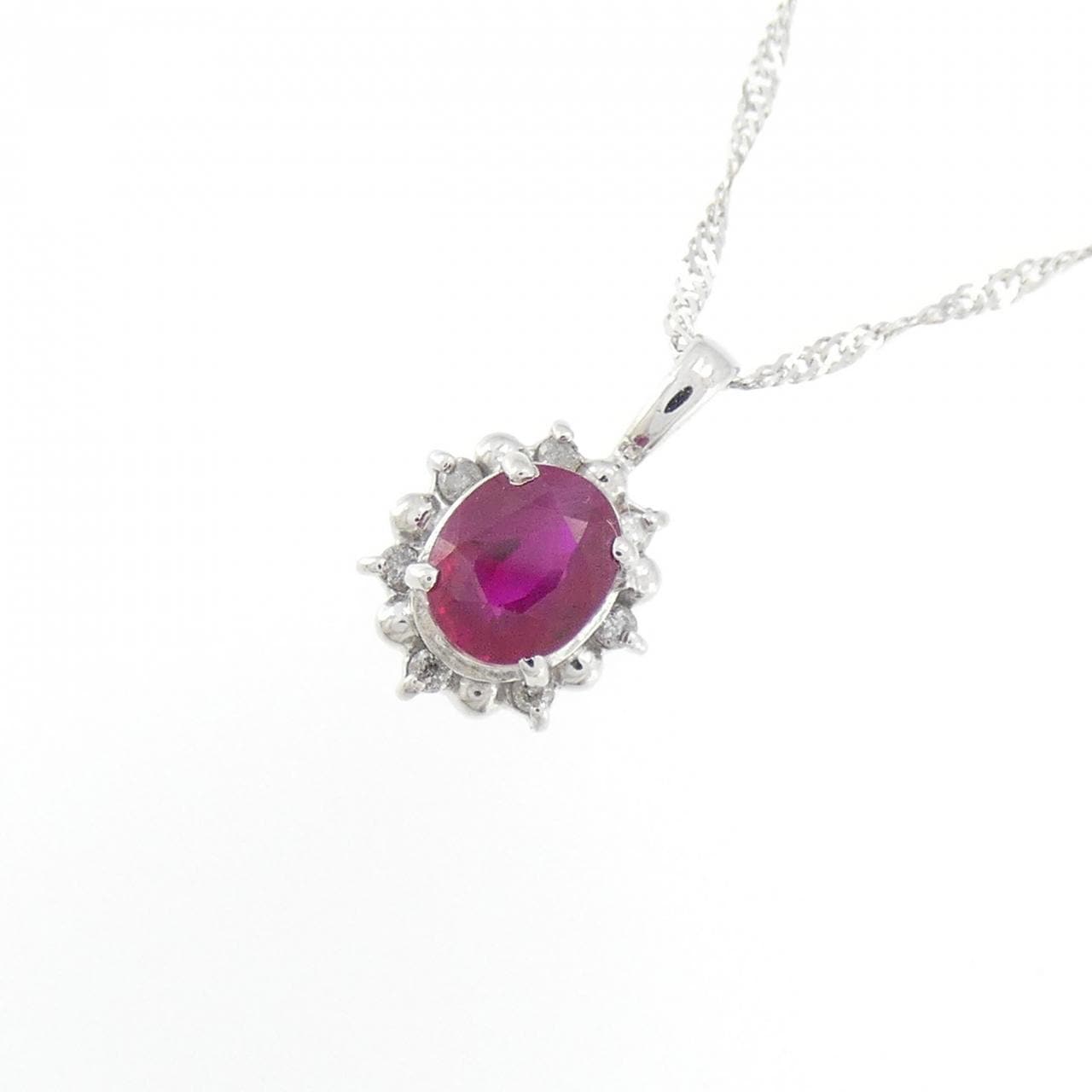 K18WG/750WG ルビー ネックレス 0.40CT