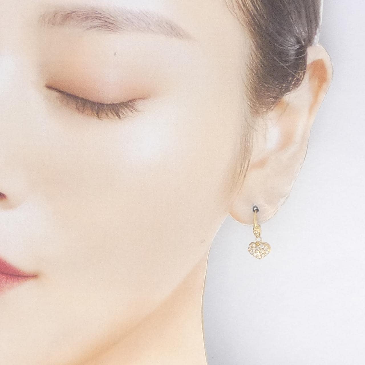 K18YG ハート ダイヤモンド ピアス 0.60CT