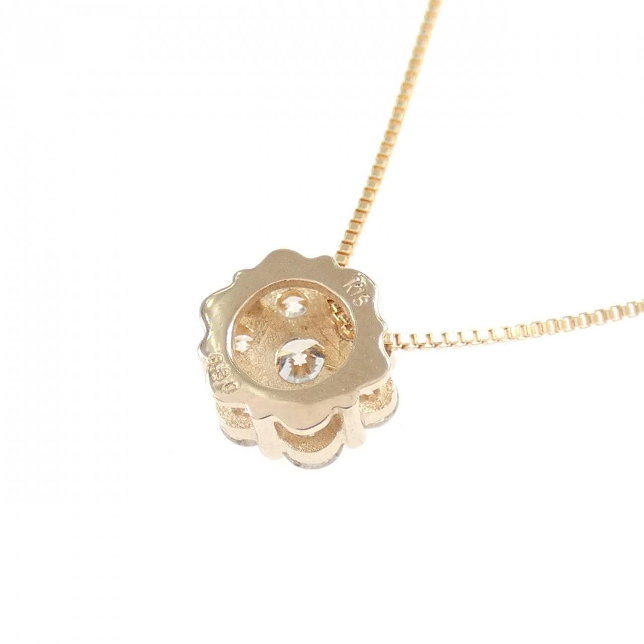 K18PG フラワー ダイヤモンド ネックレス 0.30CT