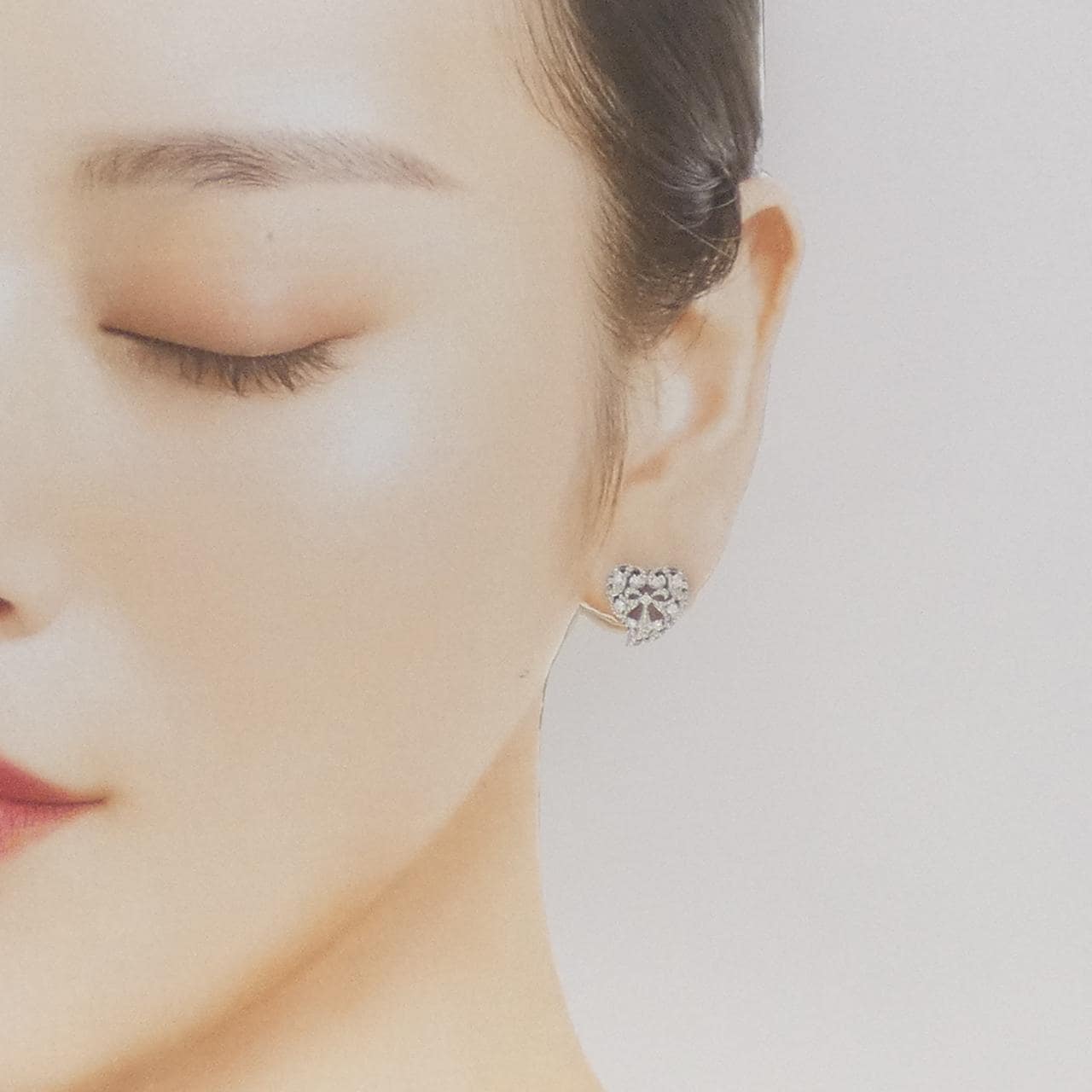 PT950/PT900 ハート ダイヤモンド ピアス 0.18CT
