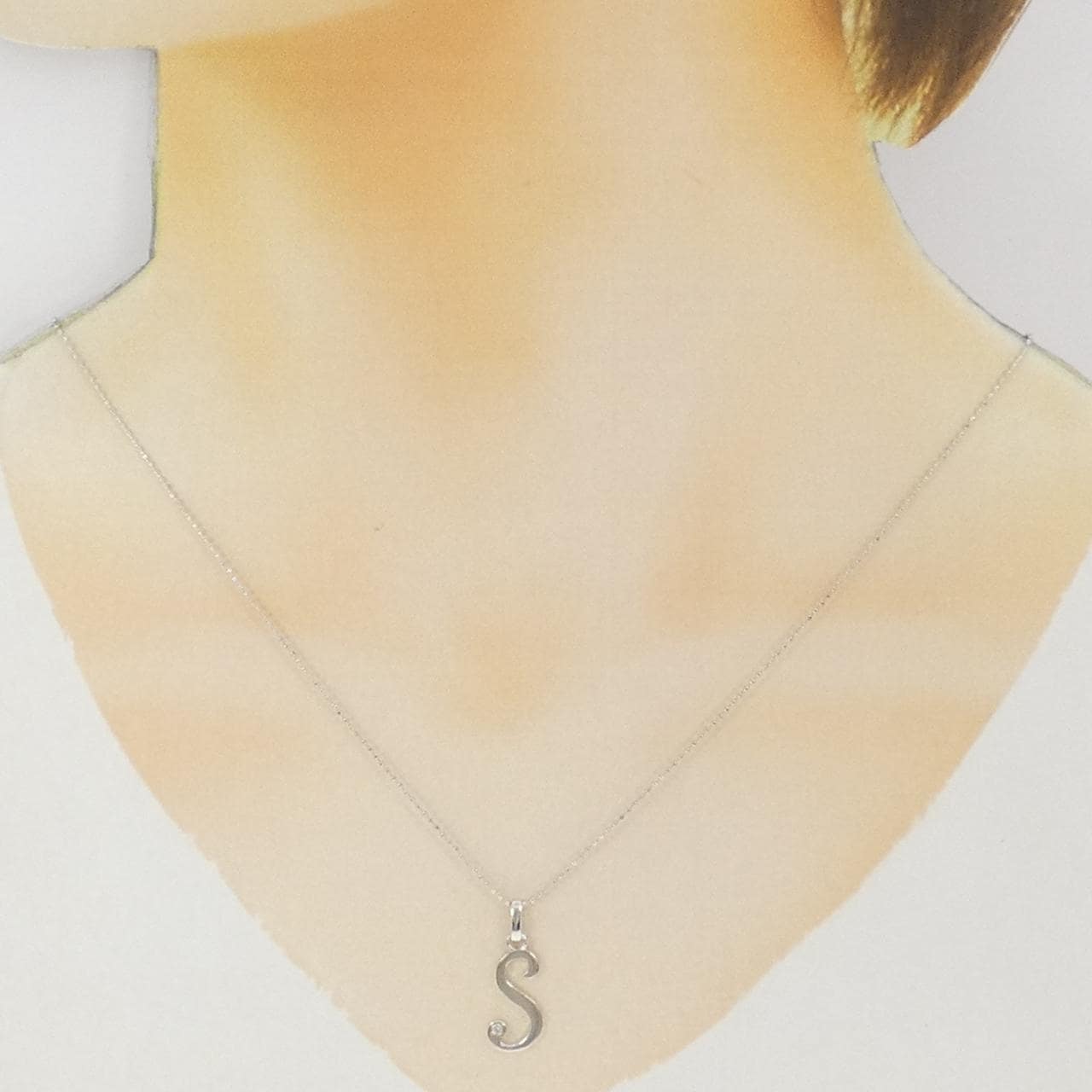 K18WG イニシャルS ダイヤモンド ネックレス