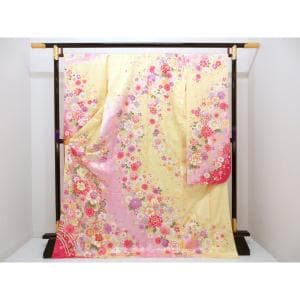 【未使用品】振袖　友禅金彩加工　刺繍入りボカシ染