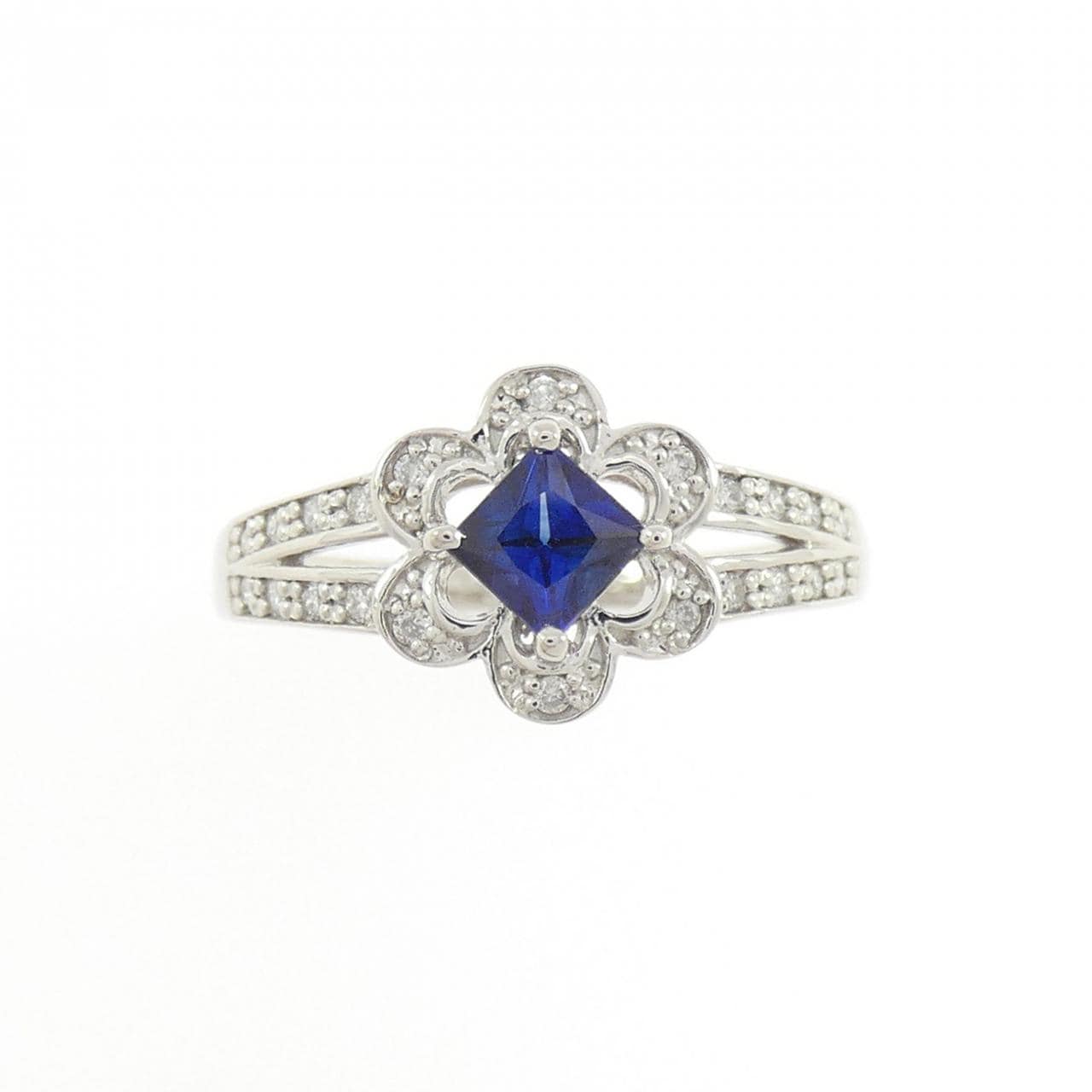 PT900 フラワー サファイヤ リング 0.37CT