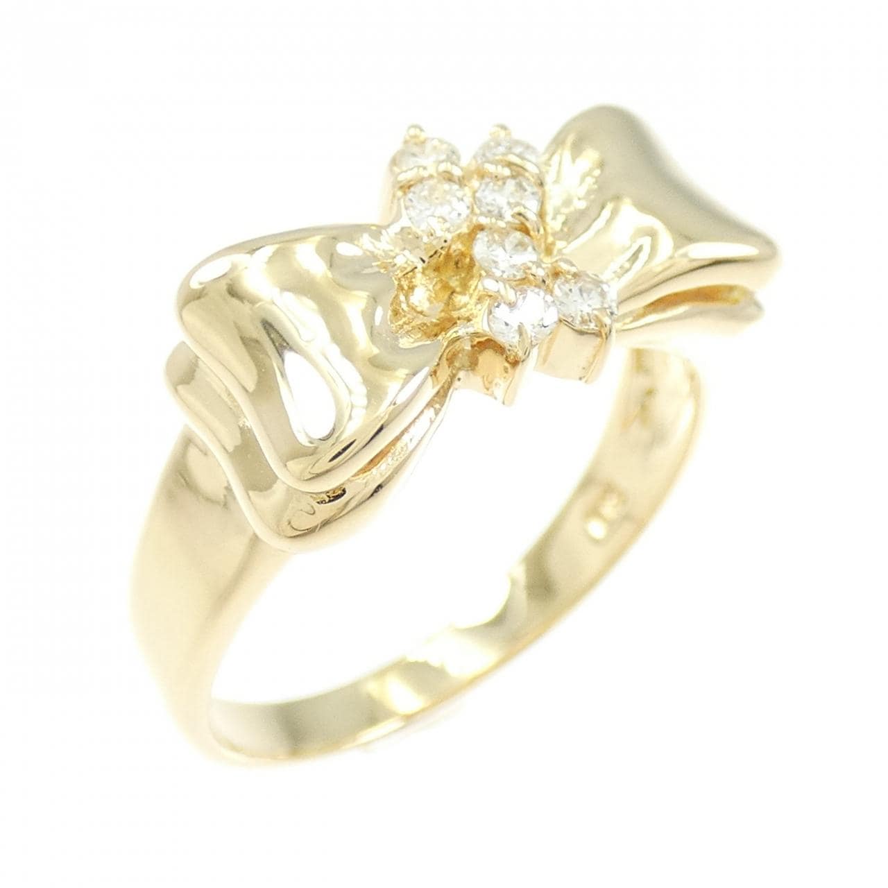 K18YG リボン ダイヤモンド リング 0.14CT