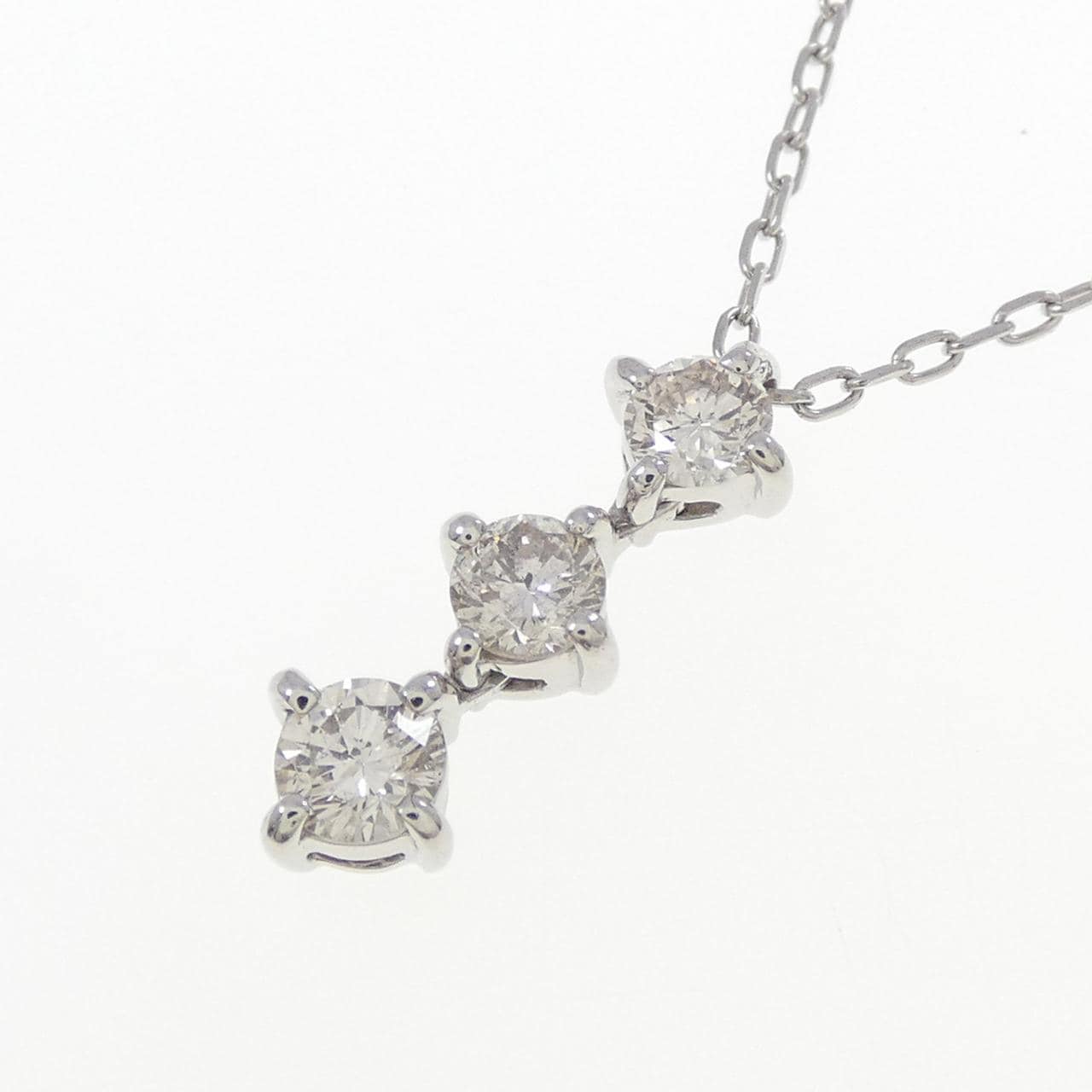 PT900/PT850 スリーストーン ダイヤモンド ネックレス 0.50CT