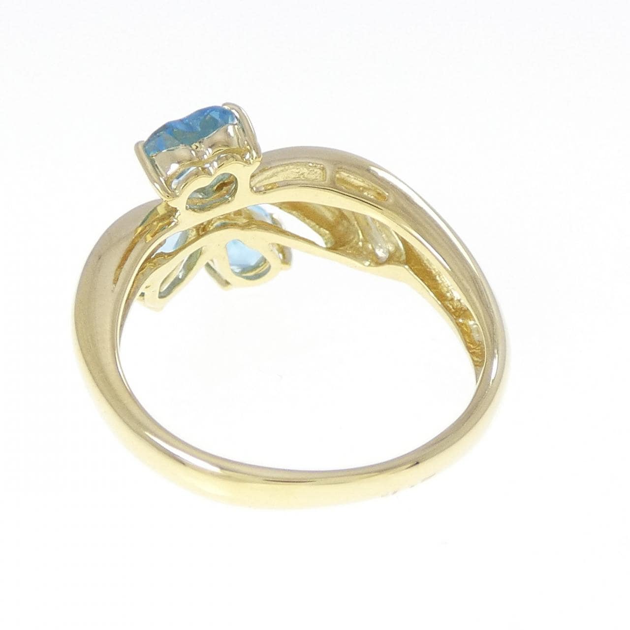 K18YG ハート ブルートパーズ リング