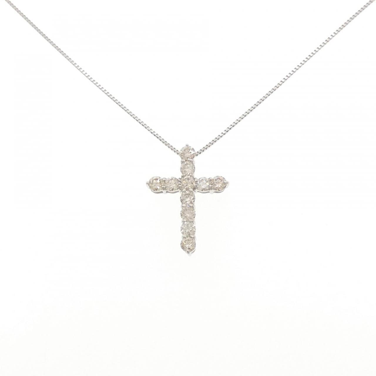 PT950/PT850 クロス ダイヤモンド ネックレス 0.90CT