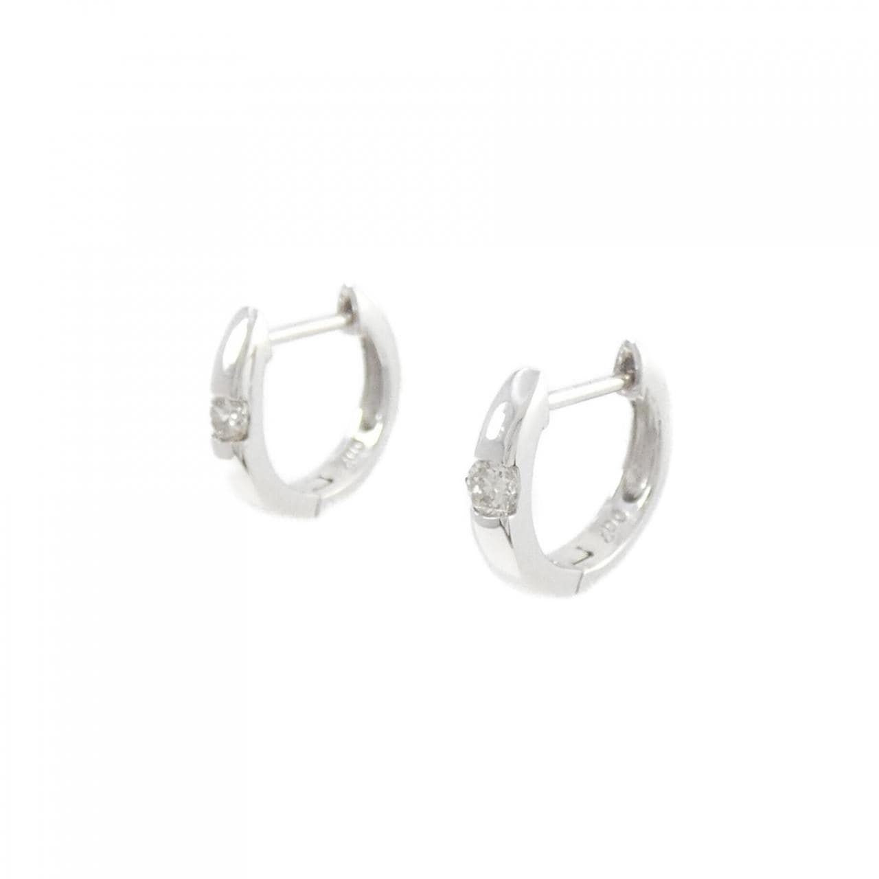 K18WG hoop Diamond earrings 0.14CT