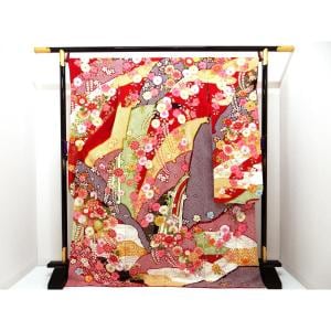 振袖　友禅金彩加工　刺繍入り絞り加工