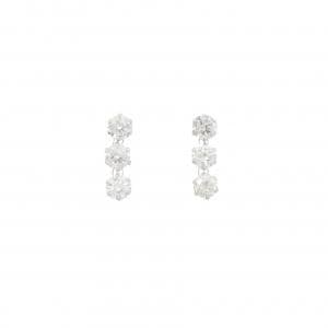K18WG スリーストーン ダイヤモンド ピアス 2.00CT