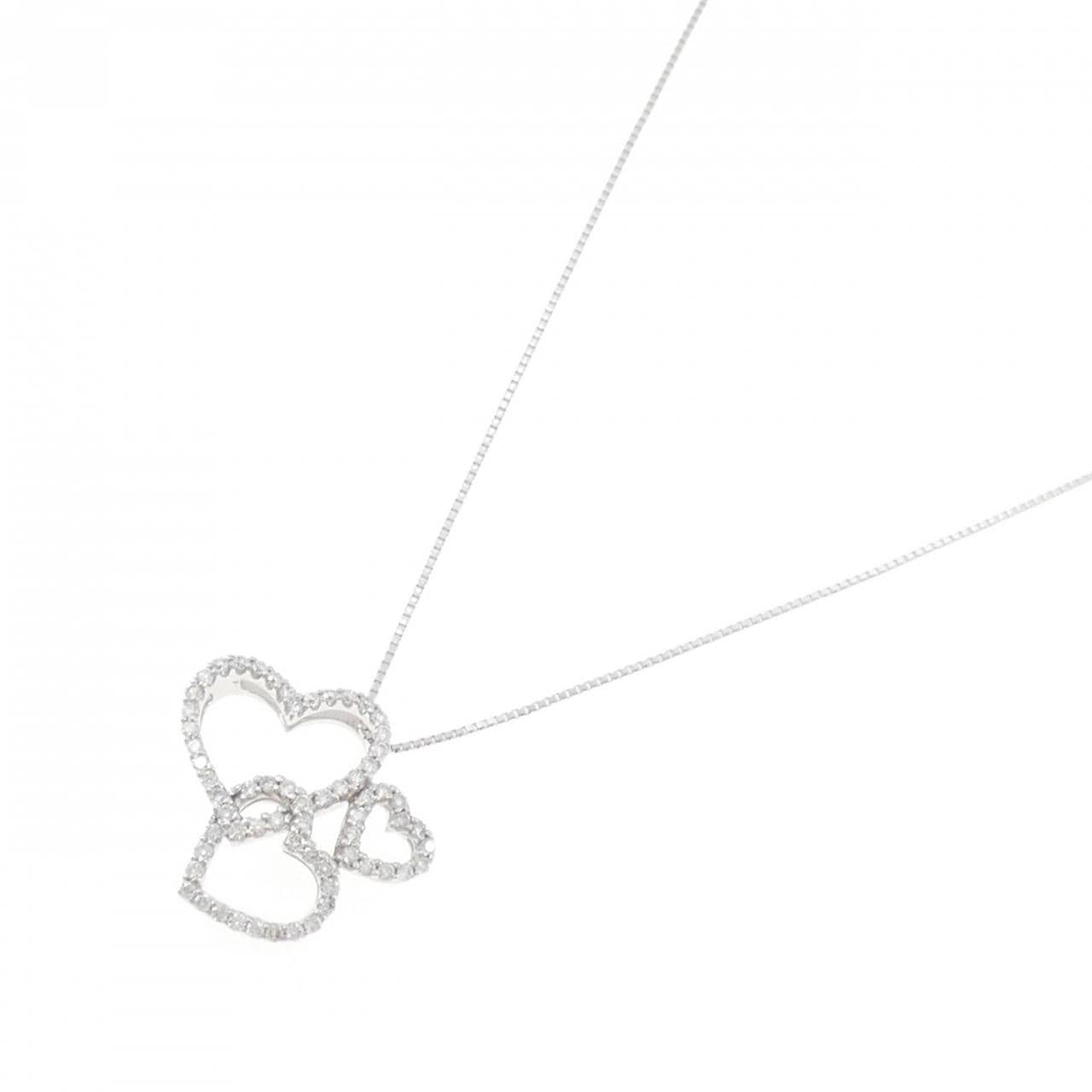 K18WG ハート ダイヤモンド ネックレス 0.50CT